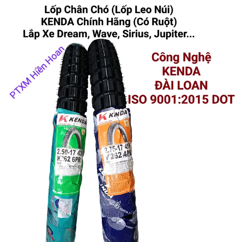 Lốp Chân Chó (Vỏ Leo Núi) Hiệu KENDA Đài Loan 250-17 (43P), 275-17 (41P) Lắp Xe Dream, Wave, Future, Sirius, Jupiter. Phụ Tùng, Phụ Kiện. Lốp gai địa hình 0