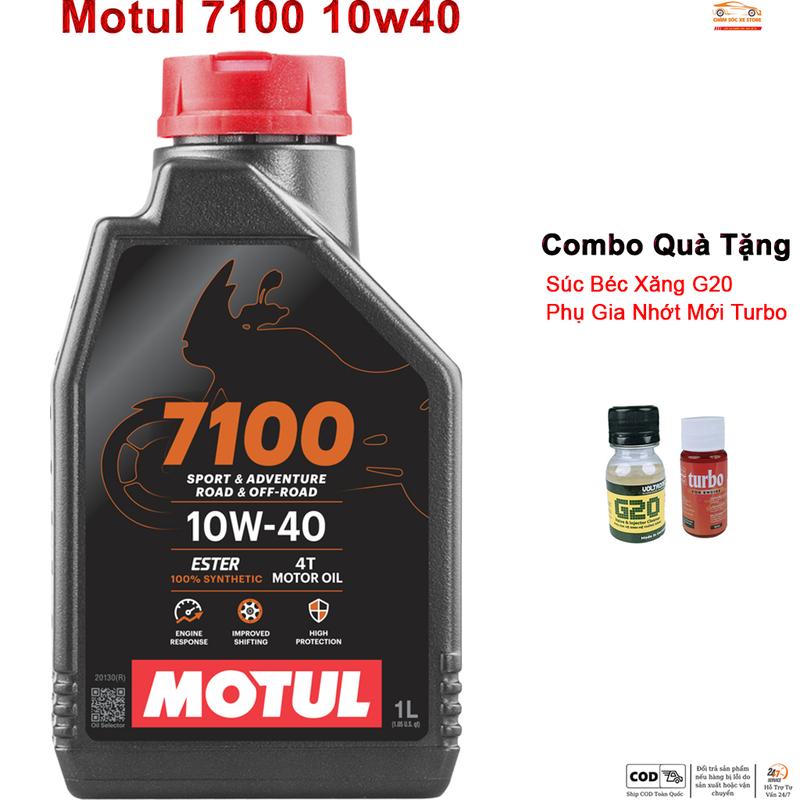 Dầu Nhớt Motul 7100 10w40 Cho Xe Số và Côn Tay Hàng VN - Tặng Kèm 1 Súc Béc Xăng G20 và 1 Phụ Gia Nhớt Mới Xado Very Turbo