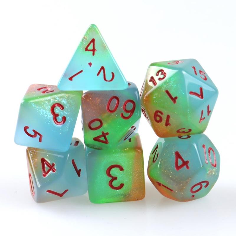 Product Introduction of Multi-sided Irregular Dice Set, 7 Counts/set 3-color Dice, Board Game Dice for Bars and Clubs, Fun Dice Game for Family Parties 0