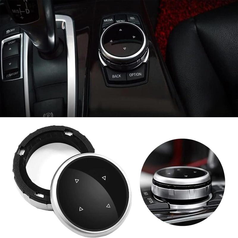 Car Multimedia Knob Cover, Medium to Large Multimedia Control Button Cover for BMW 1 3 4 5 7 Series X1 X3 X4 X5 X6 F10 F20 F30, ABS Plastic BMW 1 Series Idrive Multimedia Button Cover 6