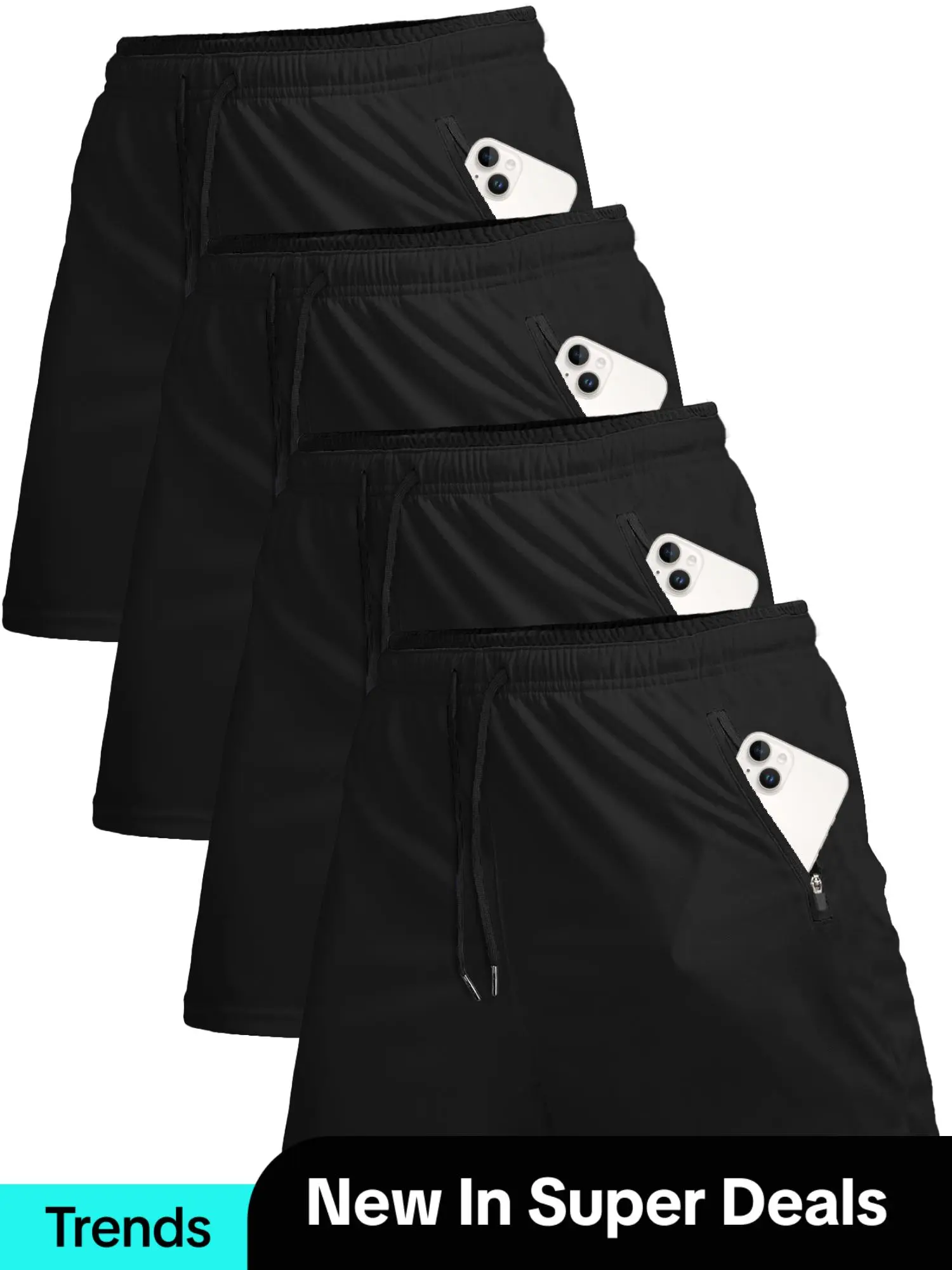 Men's Solid Drawstring Waist Track Shorts, Regular Fit Casual Pocket Zipper Shorts for Summer, Men's Bottoms for Daily Wear