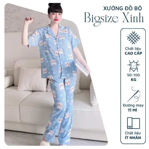 Đồ bộ Bigsize Dài lụa Mago 50-100kg mềm mát dobo tay