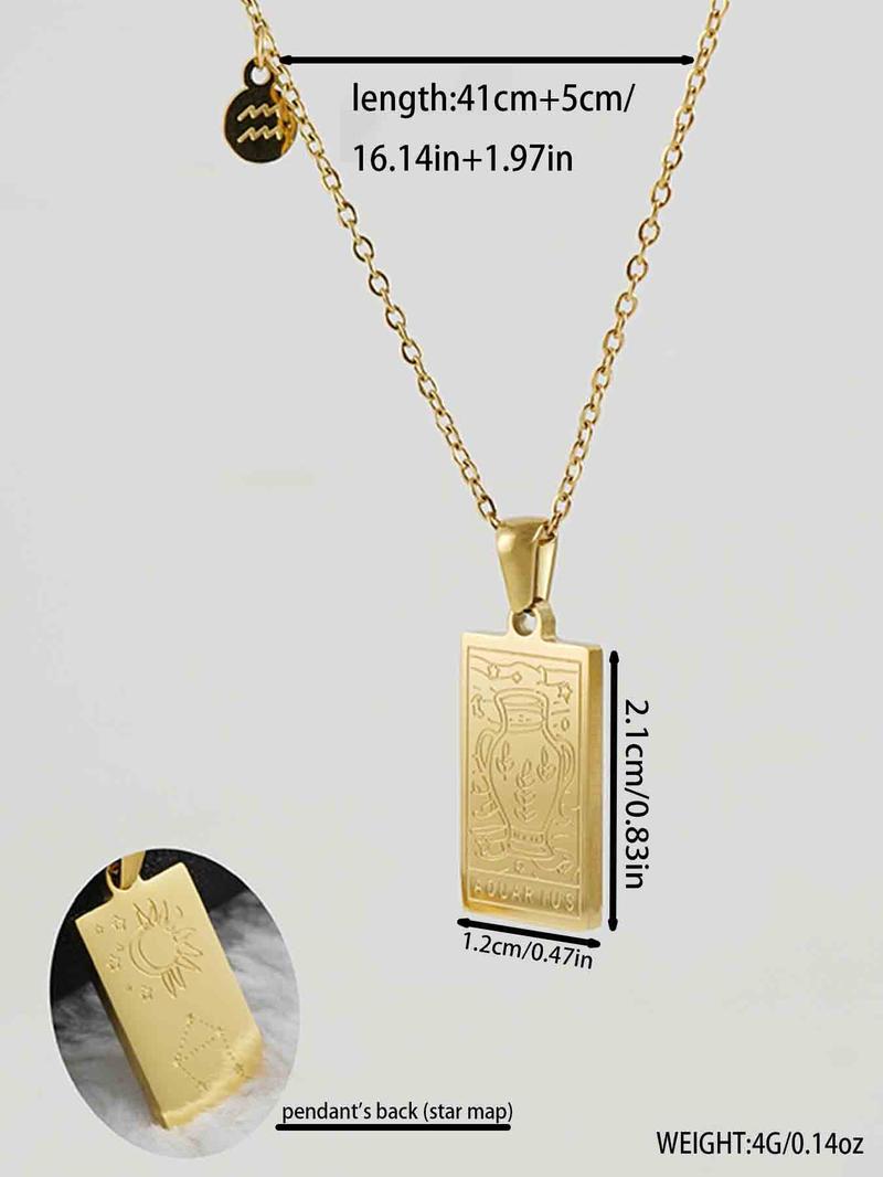 Product Introduction of Constellation Design Pendant Necklace for Women, Stainless Steel Jewelry for Party, Daily Clothing Decor, Trendy All-match & Exquisite Jewelry for Birthday Gift 1