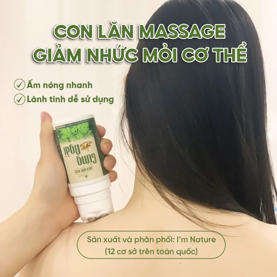 Con Lăn Massage Gừng Ngải - Hỗ Trợ Giảm Đau Lưng, Giảm Nhức Mỏi Cổ Vai Gáy - Cải thiện khả năng vận động - Thành phần thảo dược - Bách Mộc Plus 130ml