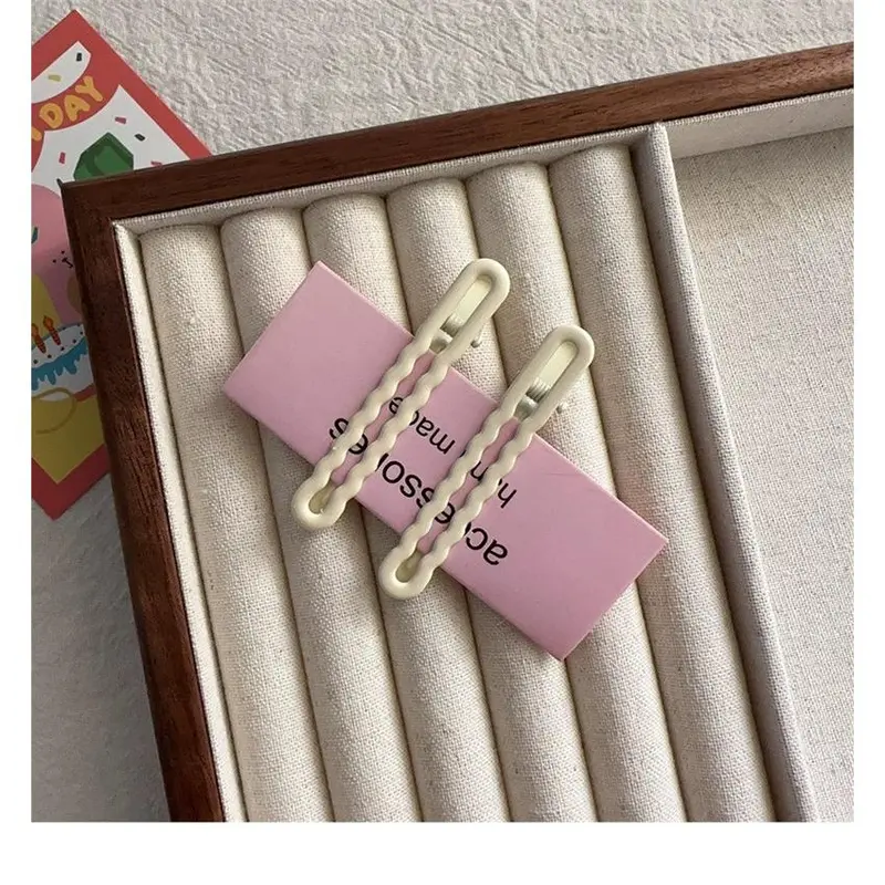 Kẹp Tóc Kim Loại, Màu Pastel Thiết Kế Rỗng Dành Cho Nữ, Đồ Trang Sức Women 5