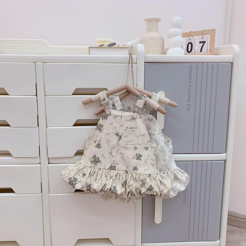 [Tiểu Yến KID] V650-Váy yếm bé gái 2 màu hoa dáng bí, vải mềm đẹp