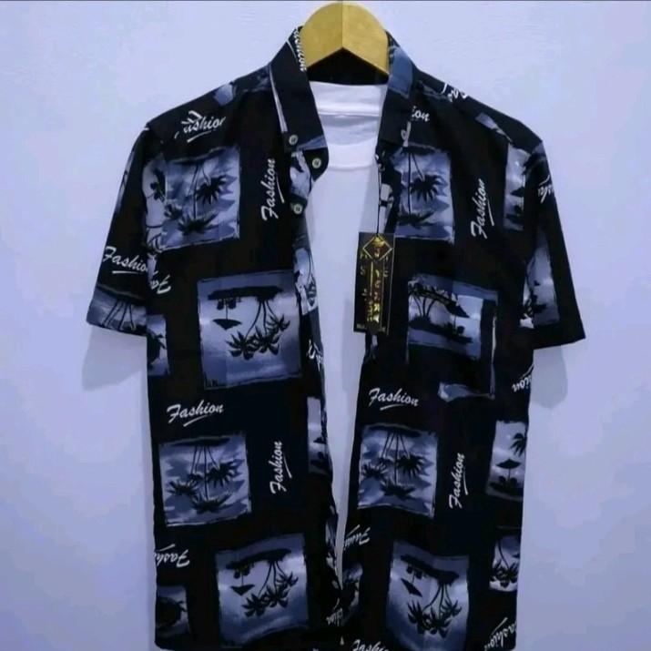 KEMEJA MOTIF PRIA BOYI TOP MAN LENGAN PENDEK KASUAL DISTRO KERJA. Standar Surfing Hem 2