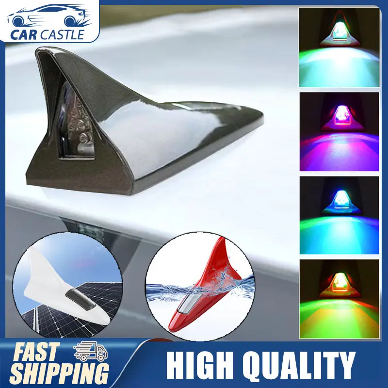 2024 New+COD+spot stocks Car solar strobe light decoration shark fin antennaTail Light Assemblies & Parts dome light led tail light modification warning light