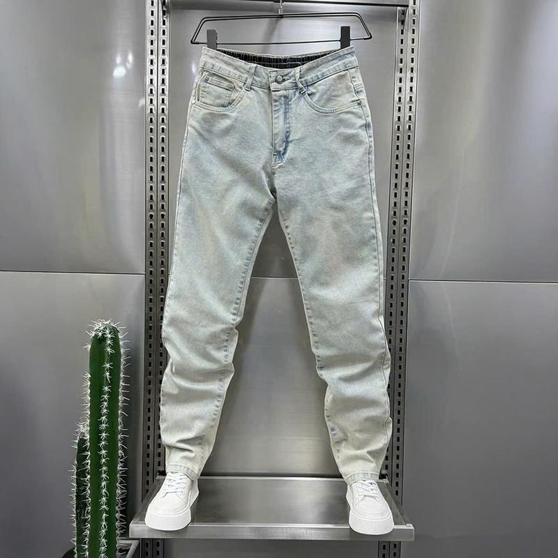 Quần jean dài nam màu xanh wash nhạt trơn chất bò co dãn nhẹ QS60 kiểu dáng skinny Menswear Pants TCS Trùm Chuyên Sỉ