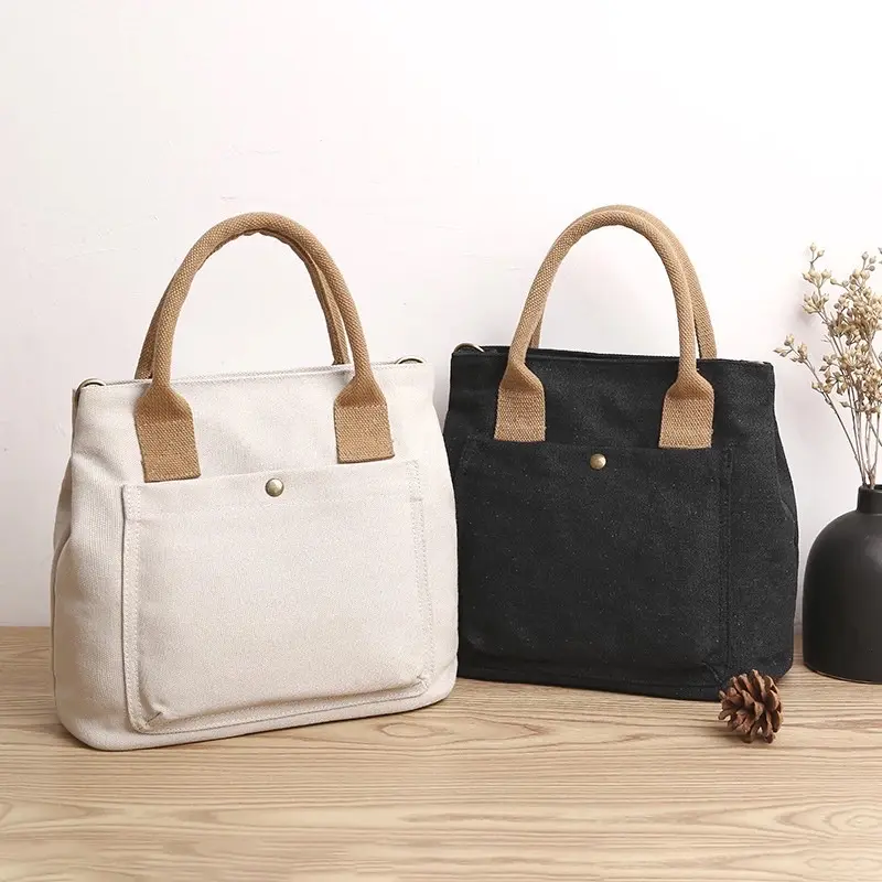 Túi Đựng Hộp Cơm, Túi Quai Xách Vải Canvas Đựng Mỹ Phẩm Đa Năng Thiết kế Nhỏ Gọn Phong Cách