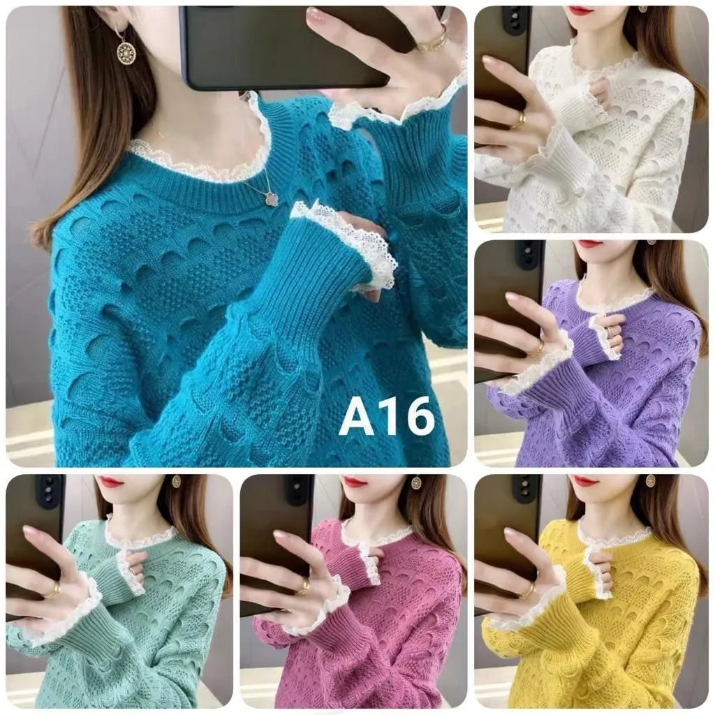 Atasan Renda Turtle V-Neck Santai A.16