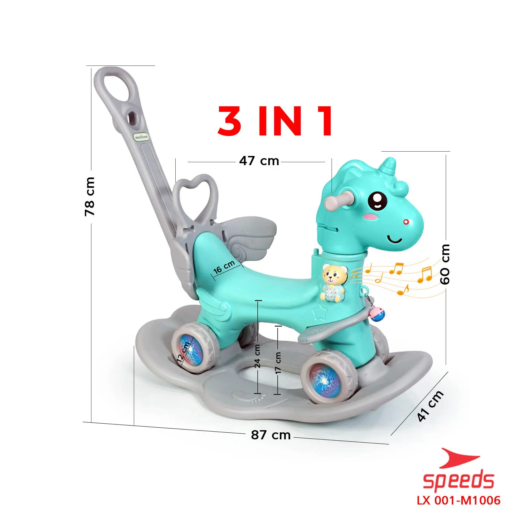 Horse Rocking Baby 3in1 Mainan Jungkat Jungkit Anak 001-M1006