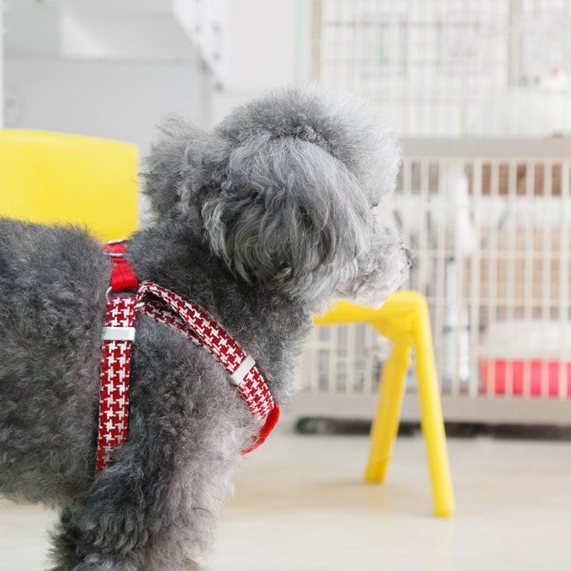 Product Introduction of Dog Harness Set including Harness and Leash (130 Cm) for Small and Medium Dogs, Pet Harness Set with Elegant Plaid Pattern-Various Colours Available 21