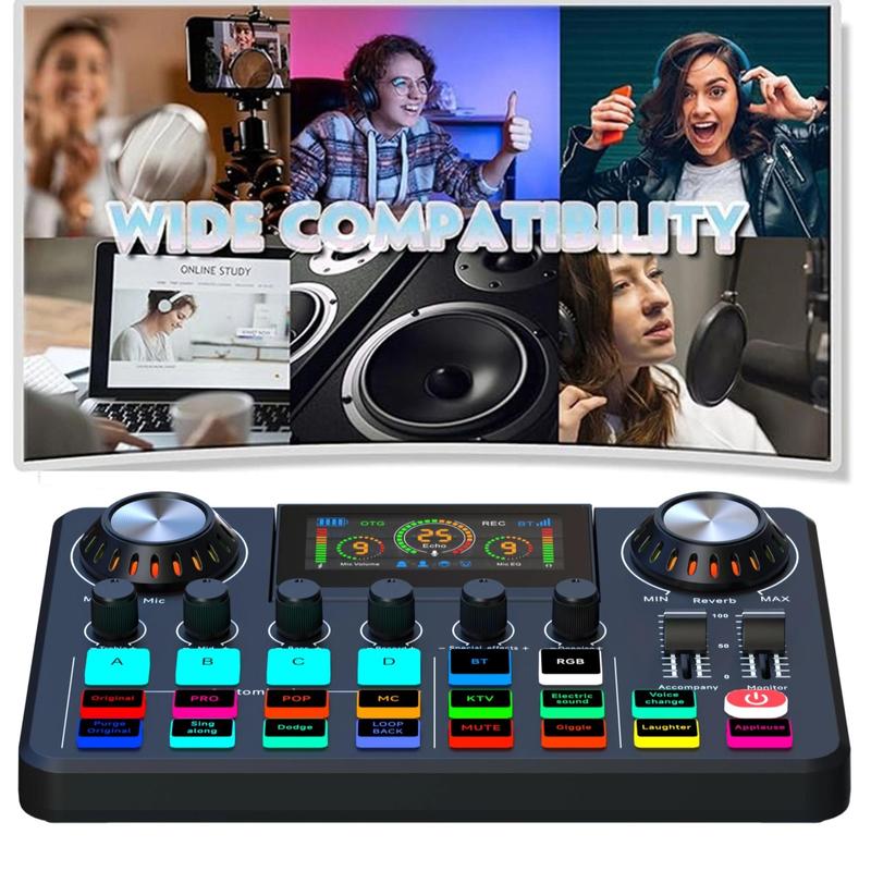 Live Podcast Equipment Set, Professional Live Sound Card with DJ Mixer Effects and Voice Changer, Suitable for Streaming, Podcast Recording, Gaming, TikTok, YouTube Live 8