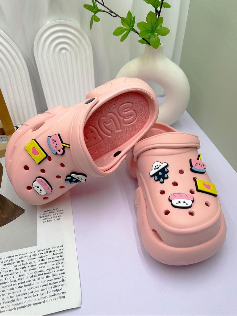 Product Introduction of Women's Cute Cartoon Charm Decorated Clogs, Casual Soft Comfortable Home Slippers, Non-slip Slippers for Indoor & Outdoor Wear, Walking Shoes 8