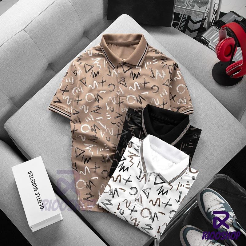 Áo polo nam, áo thun nam có cổ họa tiết đẹp, chất lượng, VNXK, tay ngắn, có size lớn, bigsize RIOOSHOP RSP092 trung niên màu trắng, đen, nâu, size M L XL XXL XXXL Menswear Top