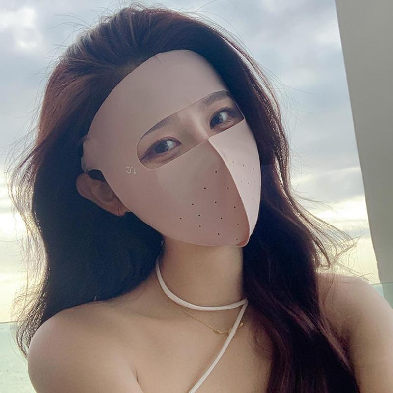 Product Introduction of 1pc Summer Ice Silk Sunscreen Mask Full Face Sun Protection Mask Forehead Facial Gini Thin Section Breathable Anti Ultraviolet Mask 24
