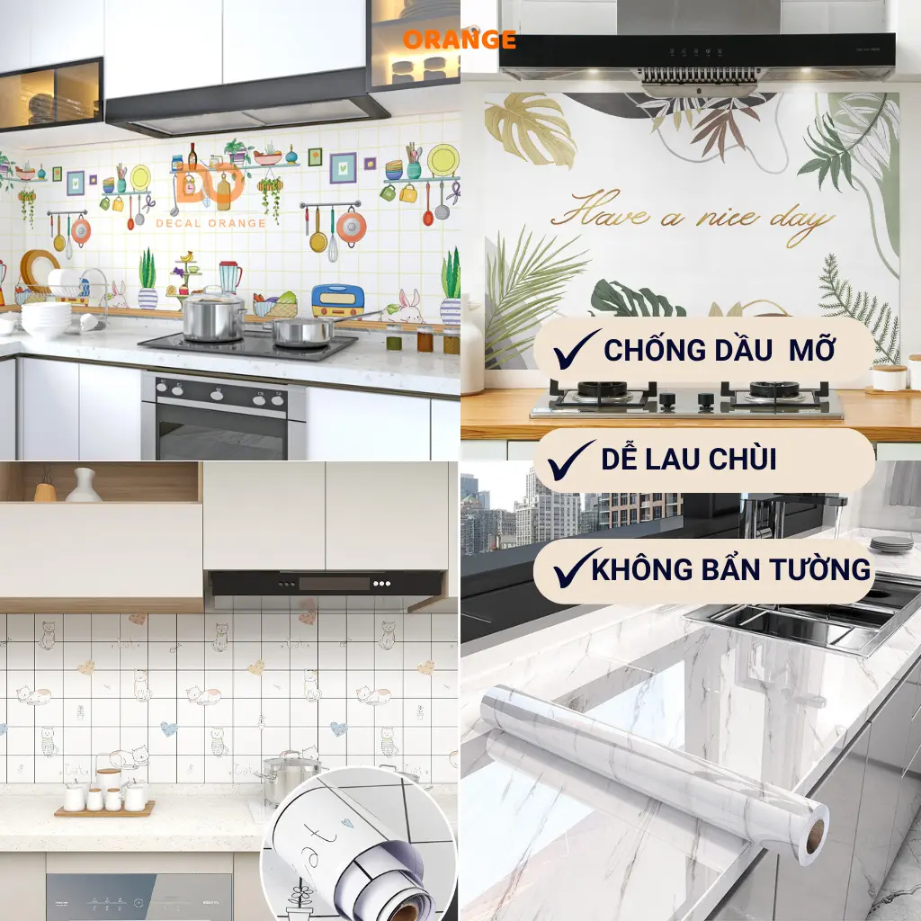 Giấy dán bếp, Decal dán bếp, chống dầu mỡ, tráng nhôm, cách nhiệt, dễ lau chùi