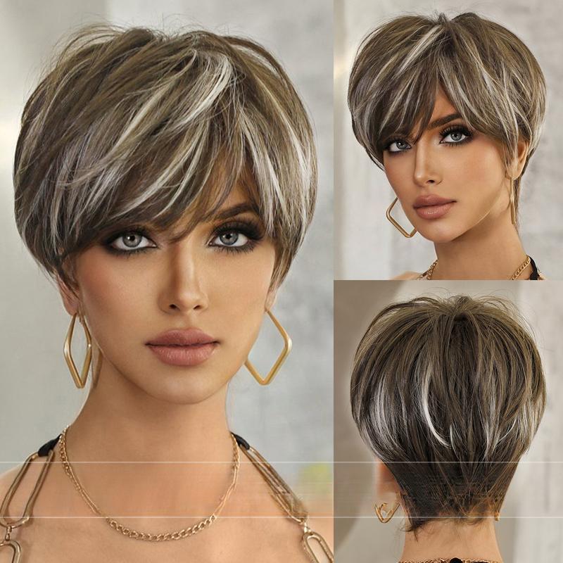 Product Introduction of Elf Cut Wig Female Black Level Short Synthetic Mechanism Chemical Fiber Wig hair  wigs 4