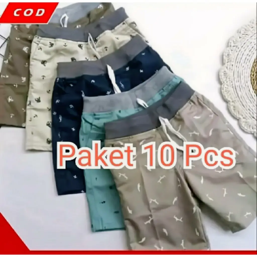 PAKET 100 Ribu DAPAT 10 Celana Pendek Anak Cowok Cewek Usia 3 - 13 Tahun / Celana Pendek Chinos Motif Anak terlaris Fashion
