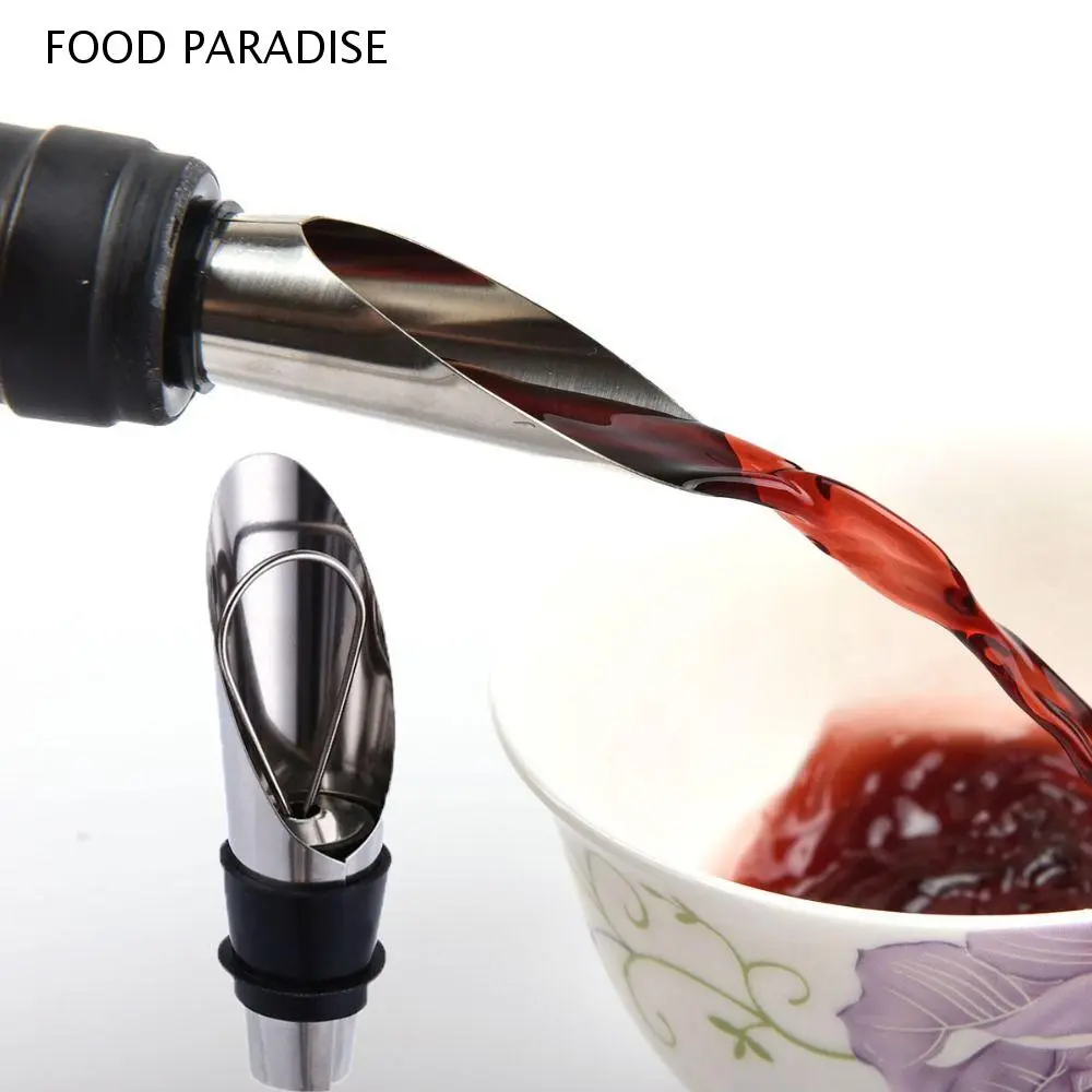 FOOD PARADISE Wine Accessories 2-in-1 Wine Pourer Leakproof Spill-proof Liquor Spirit Pourer Stainless Steel Wine Bottle Pour Spout Stopper Wedding Party