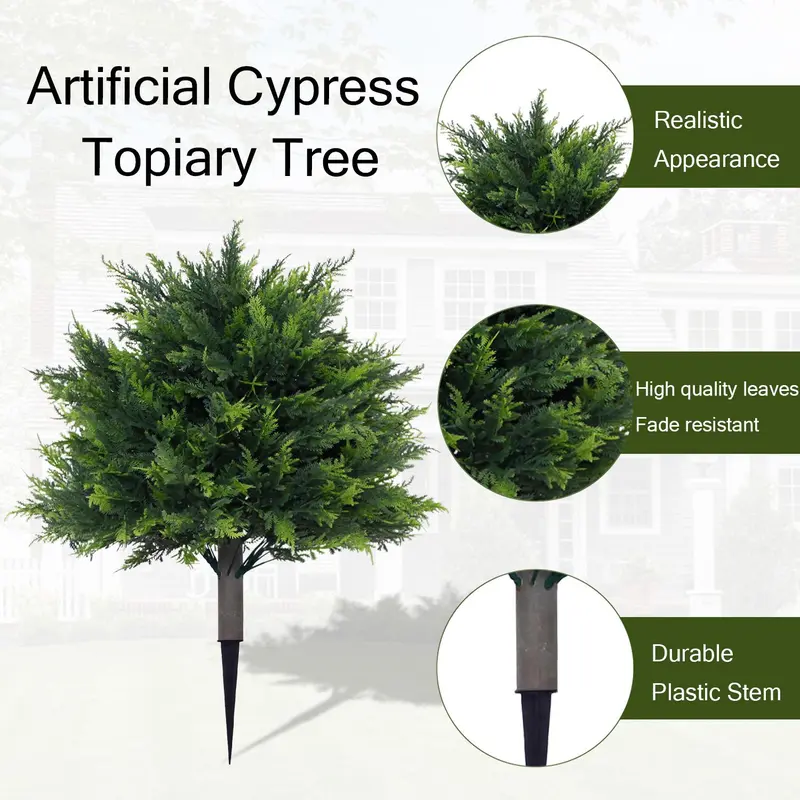 Artificial Pine Tree with Ground Spikes, 1 Count Fake Green Plant, Decorative Plant for Indoor Outdoor Garden Home Decoration【No Pot】 2