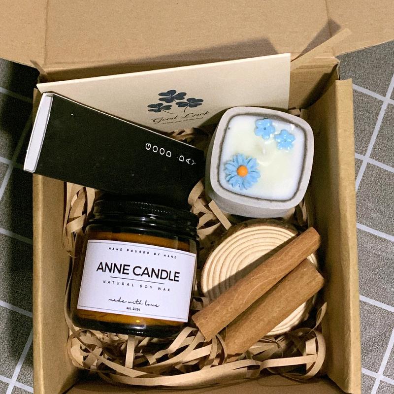 Set quà tặng nến thơm cao cấp handmade thư giãn không khói + tặng kèm cốc xi măng nến thơm mini 50g [mùi hương ngẫu nhiên hoặc theo yêu cầu] phù hợp tặng gia đình, bạn bè, người yêu...