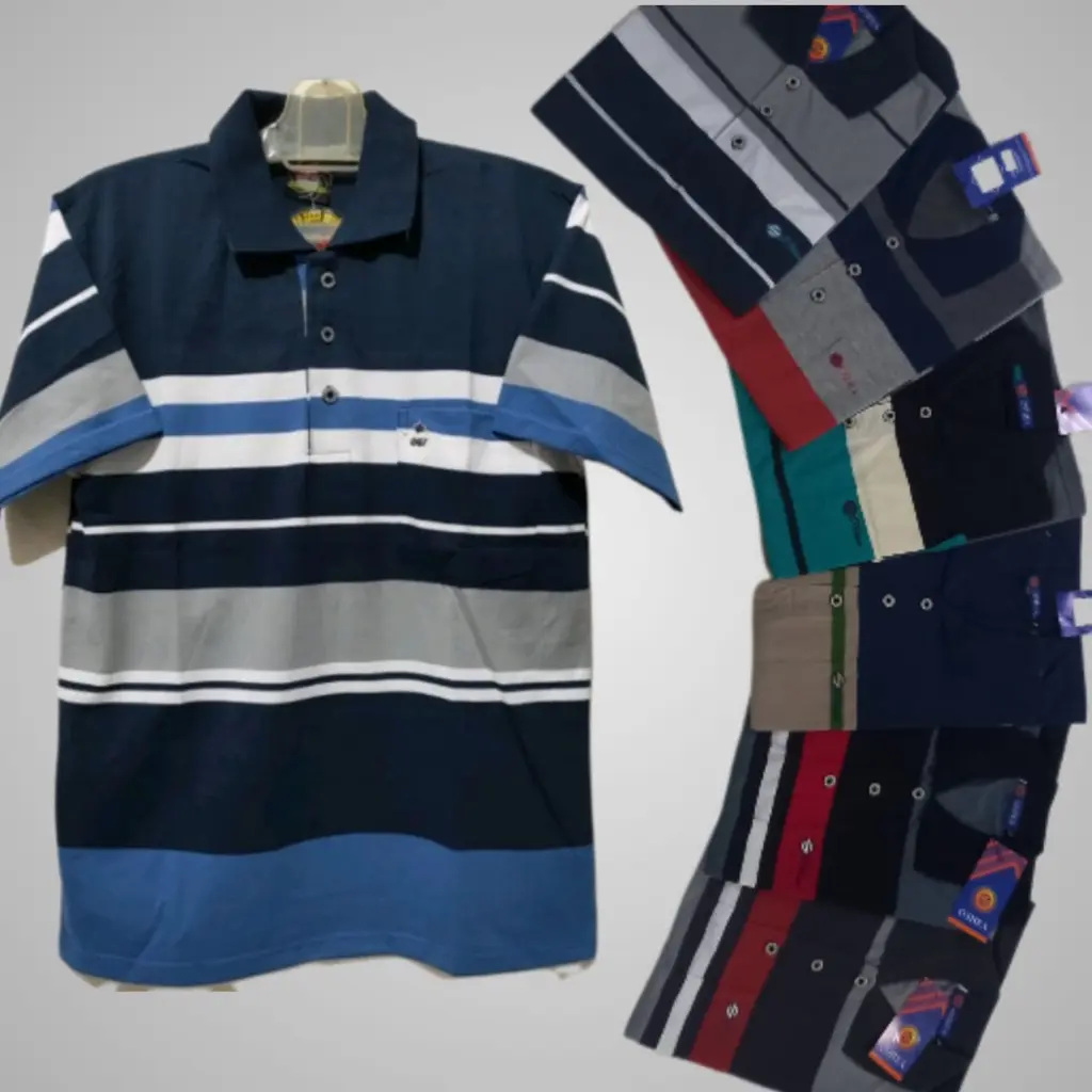 Kaos pendek kerah salur pria dewasa  SIZE L XL XXL 3XL 4XL