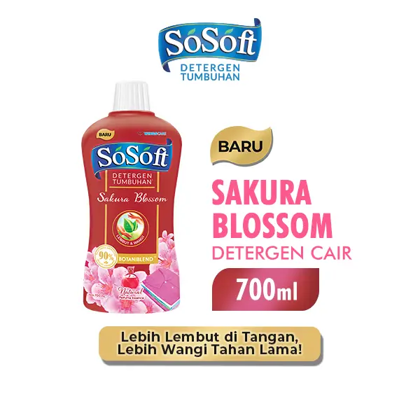 SoSoft Deterjen Cair Sakura Blossom Botol 700ml 0