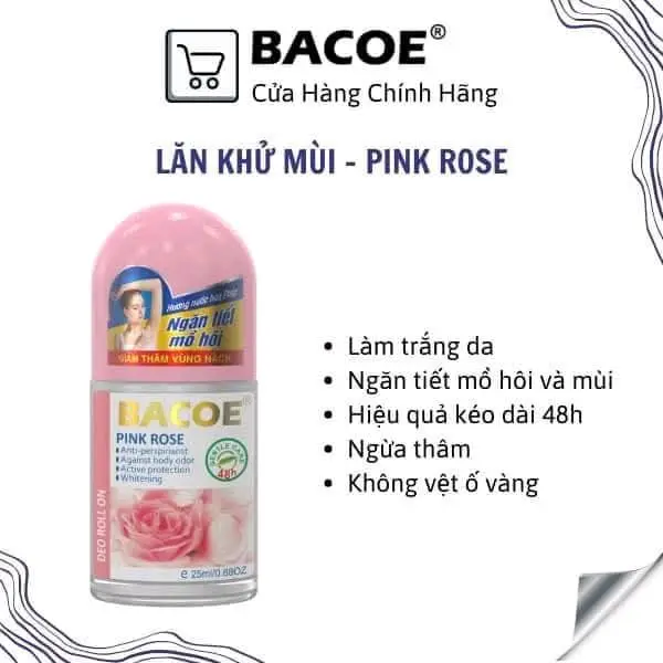 lăn khư mùi bacoe hương hoa hồng 25ml