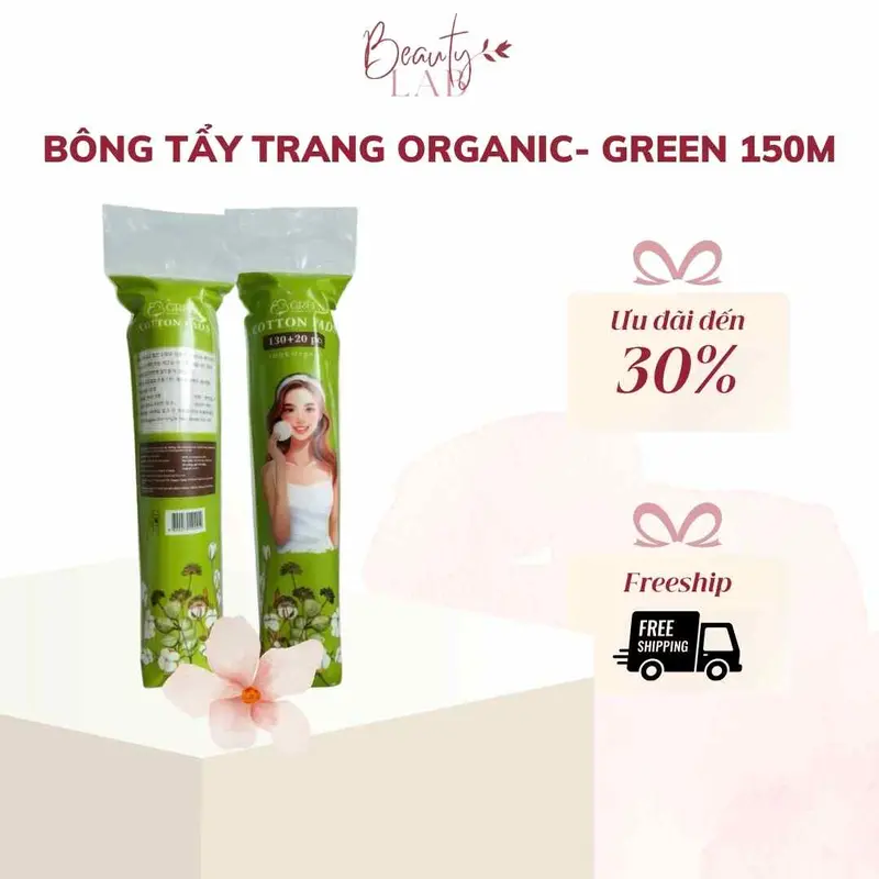 Beauty Lab Premium | Bông tẩy trang Organic - Green tròn 150M 0
