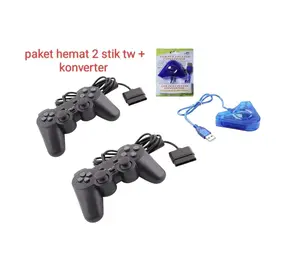 Hemattt 2 pcs stik hitam + konvertor untuk ps3/pc