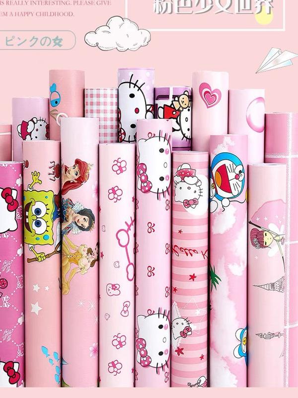  Cuộn 5 Mét Giấy Dán Tường PVC   Có Sẵn Keo   Khổ Rộng 45cm - Hình Dán Họa Tiết Kitty TP017 