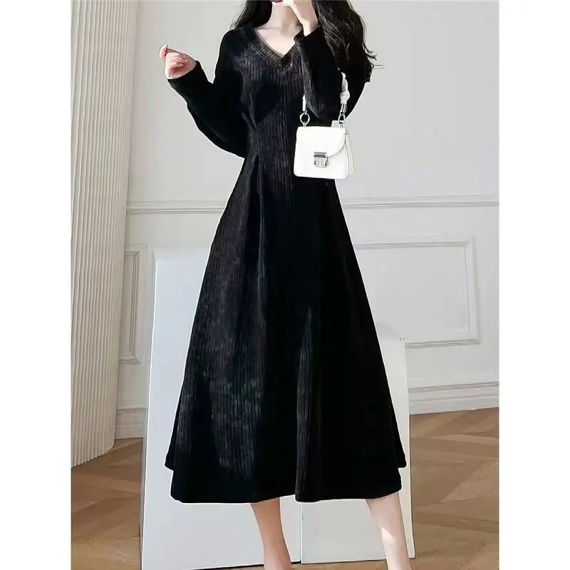 Váy Trắng, Phong Cách Pháp, Dài Tay, Bộ Sưu Tập Mùa Xuân Và Mùa Thu, Thiết Kế Mới, Bó Sát Eo Cao Cấp, Phong Cách Cổ Điển Và Quý Phái, Váy Dài Nữ Thần Women Dress 3