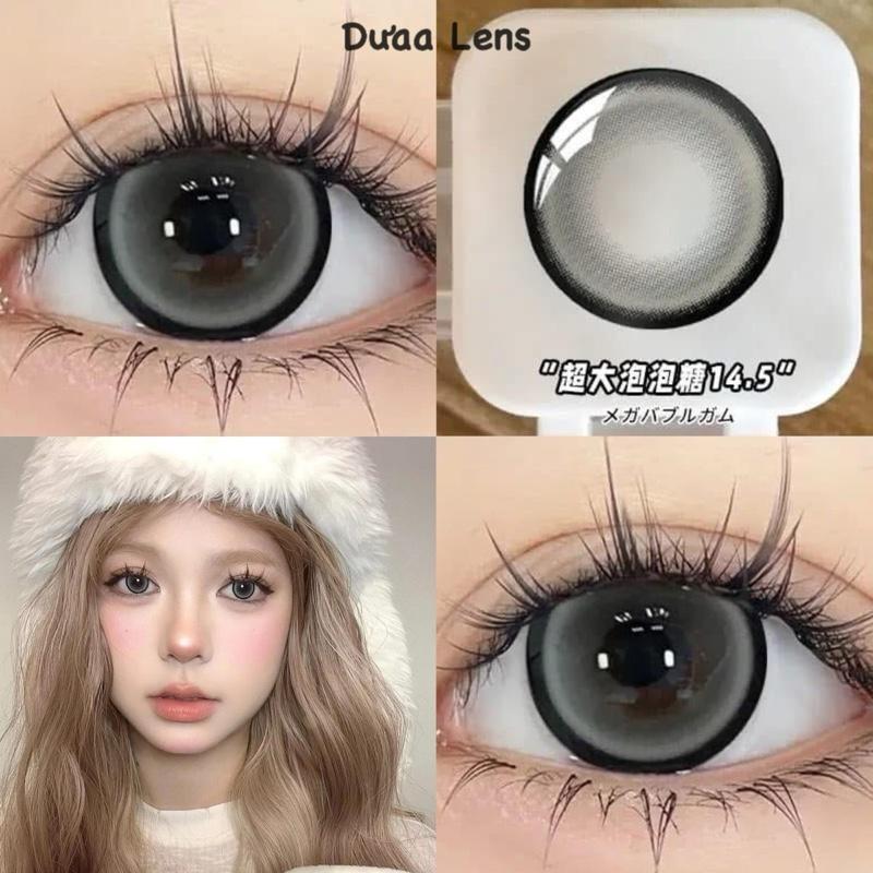 DƯAA LENS - Kính Áp Tròng Xám Nâu Bubble Gum Gray Viền Giãn Tròng To 14.5mm lens  xám  giãn  14.5