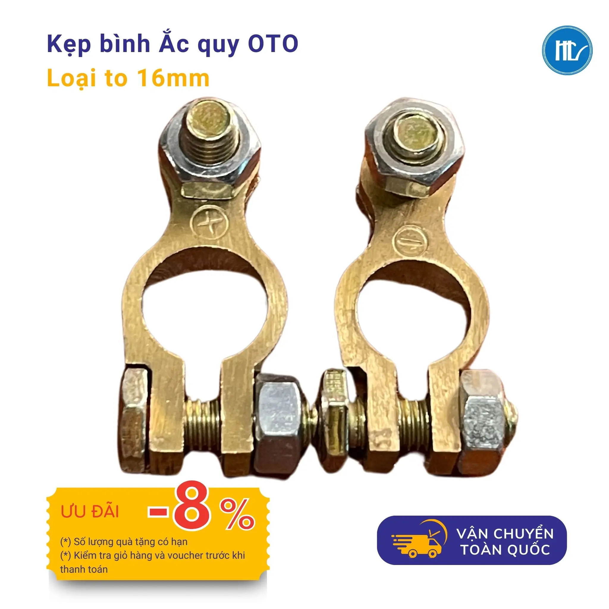 Kẹp Đầu Bọp Cọc Bình Ắc Quy Loại 16mm Xe Ô Tô - Đồng Nguyên Chất