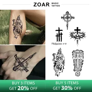 ZOAR-Y73 Stiker Tato Temporary Semi Permanen【menyeberang】Tahan lama Tattoo menempel dekorasi seni untuk pria dan wanita