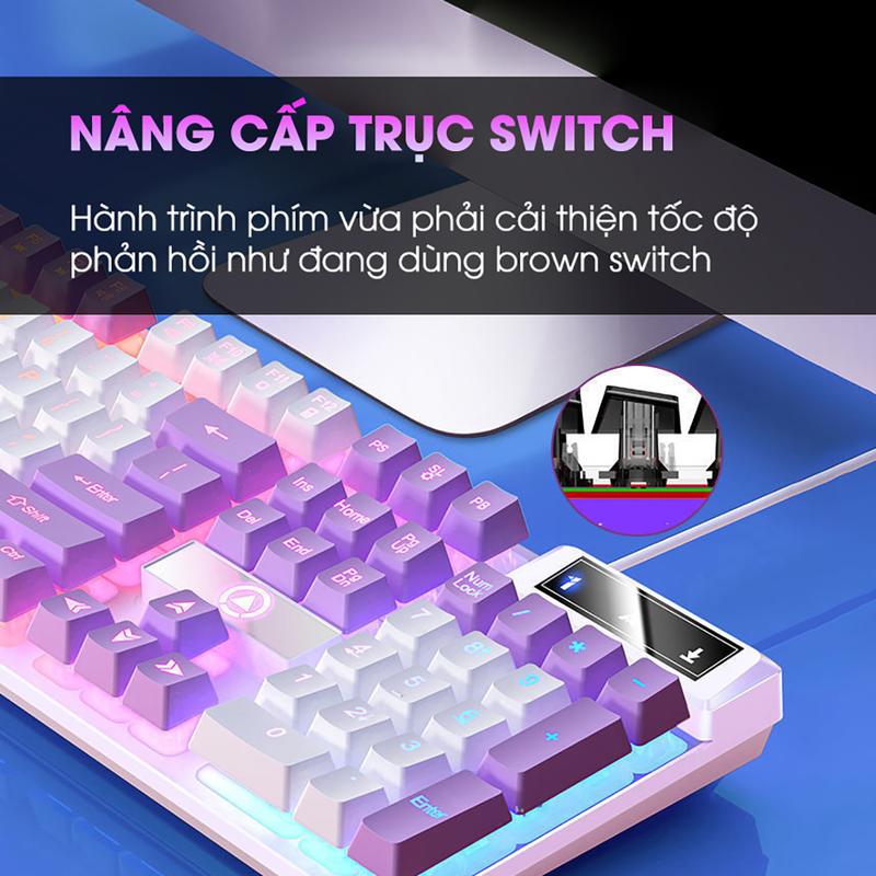 Bàn phím máy tính có dây giả cơ SIDOTECH K500 gaming led rgb màu hồng hành trình phím vừa phải giúp gõ nhanh chống nước tốt cho pc laptop chơi game văn phòng | BigBuy360 - bigbuy360.vn