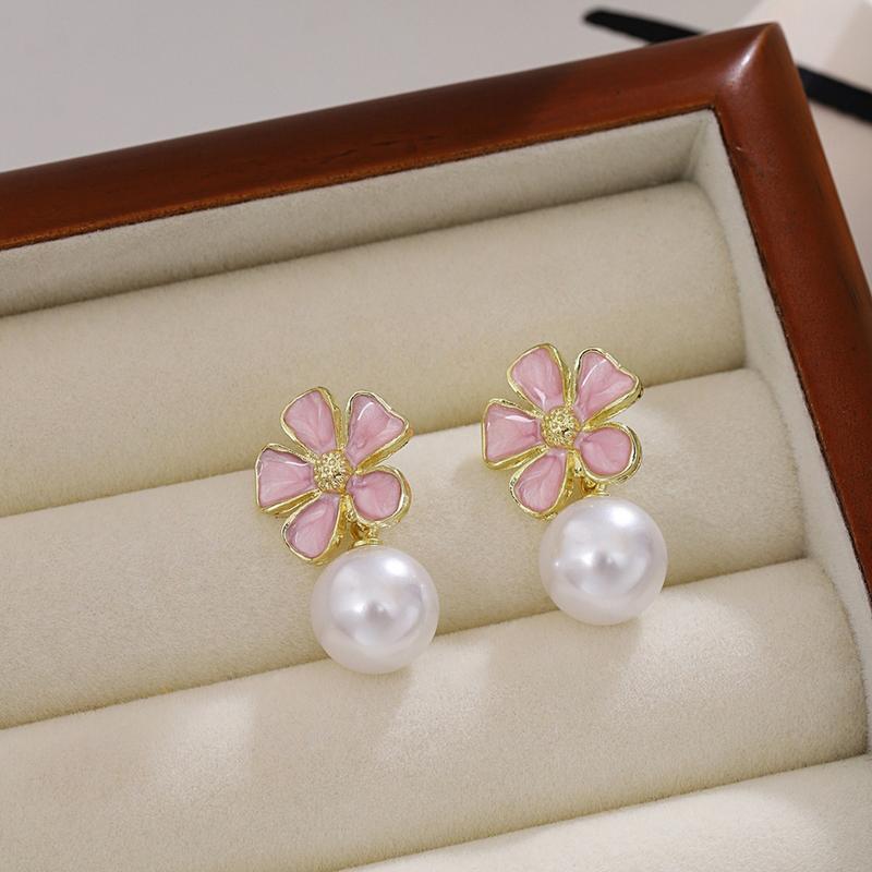 Anting-Anting Mutiara Bunga S925 Anti Karat Aksesoris Wanita Korea Style Fashion 2