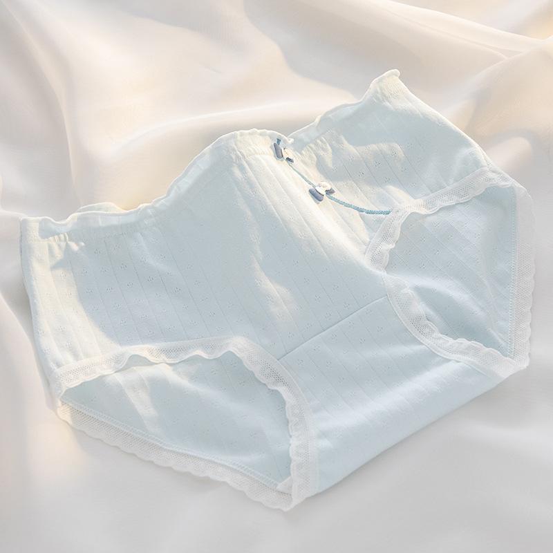 Set 5 quần lót nữ cute cao cấp cotton dệt kim thông thoáng họa tiết nơ chéo dễ thương Women 3