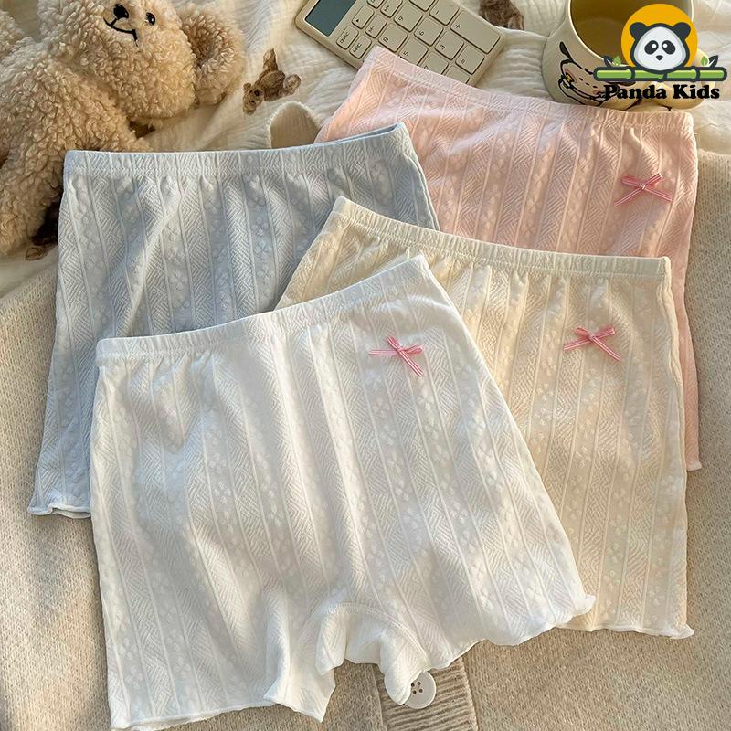  Combo 4 quần chíp đùi cotton gân tăm nơ cho bé gái quần đùi bảo hộ thoáng mát co giãn 