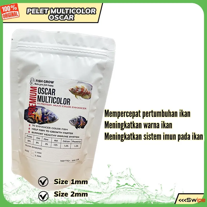 PELET OSCAR MULTI COLOR PREMIUM PAKAN IKAN OSCAR BATIK ALBINO TIGER 100 GRAM 0