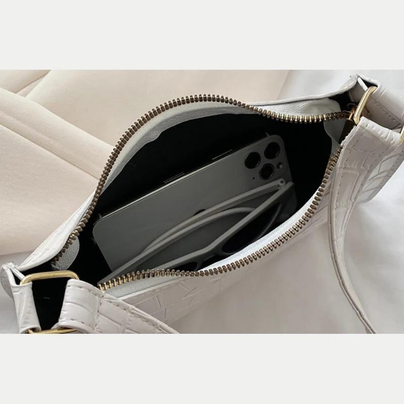 Fashion PU Leather Bags for Women Alligator Pattern Armpit Handbag Female Small Underarm Messenger Bag Purse 3