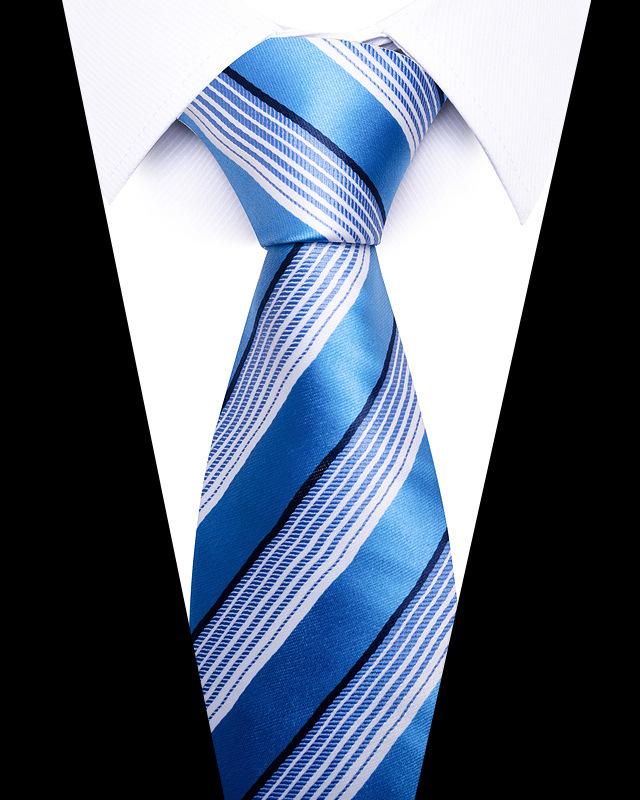 Product Introduction of 58 Styles High-quality Wedding Ties for Men Fashion New Style Blue Strip Print Neckties Daily Office Apparel Accessories Gift for Man 29