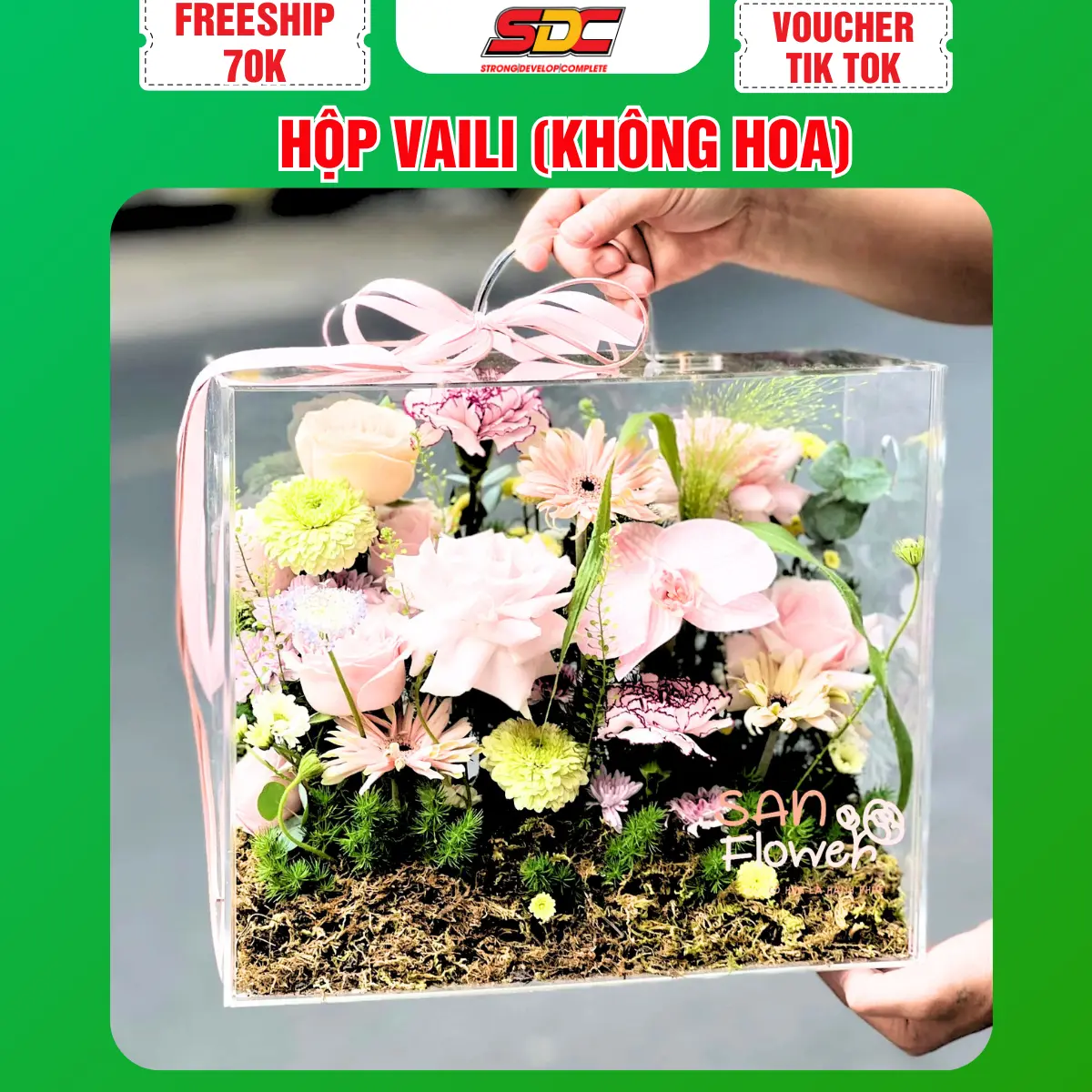 Hộp hoa mica trong suốt - Hộp đựng quà vali - Hộp cắm hoa trong suốt