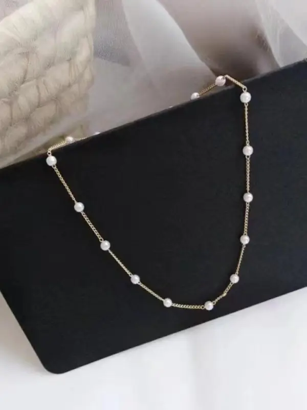 Faux Pearl Decorated Necklace, Elegant Women's Jewelry for Party, Daily Clothing Decor 3
