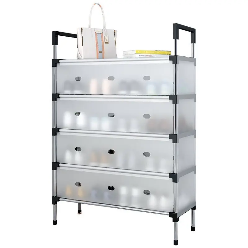 Kệ Inox 5 Tầng Có Vách Ngăn Chắn Bụi, Giá Inox Để Giày Dép 5 Tầng Có Nắp Đậy, Tủ Giày Thế Hệ Mới 0