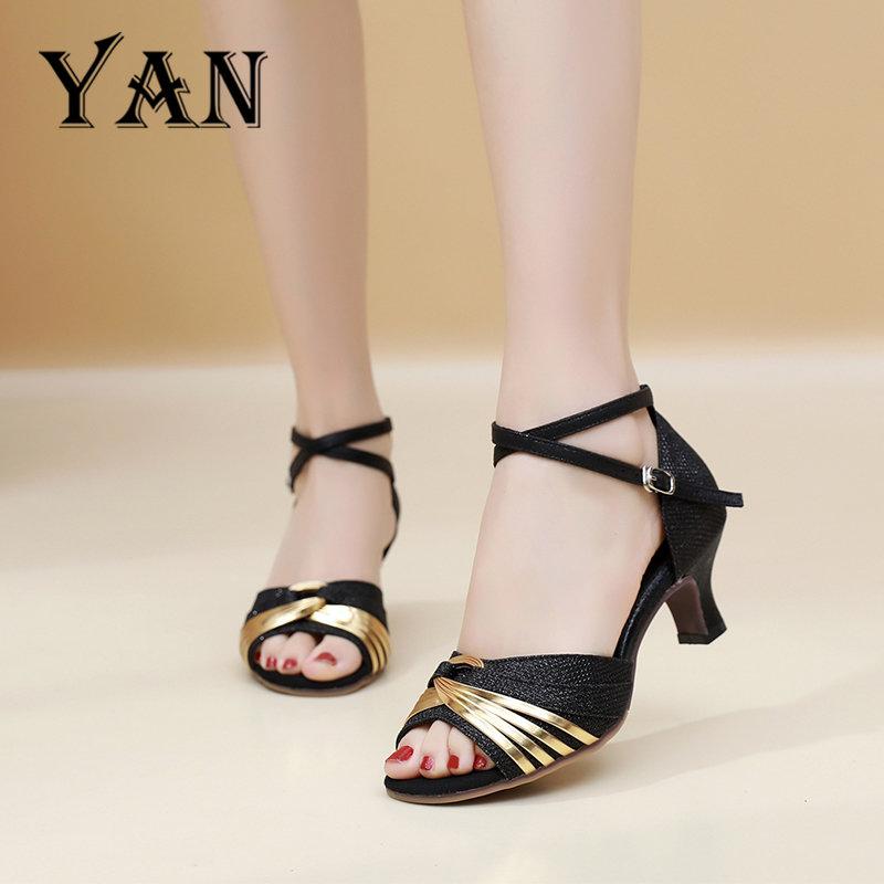 YAN Sepatu Dance Wanita Sepatu Hak 5cm Sepatu Dansa Latin/ Line Dance 7
