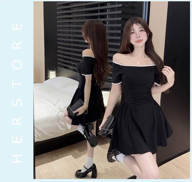 Đầm trễ vai dún eo che bụng BiGSIZE H009 0