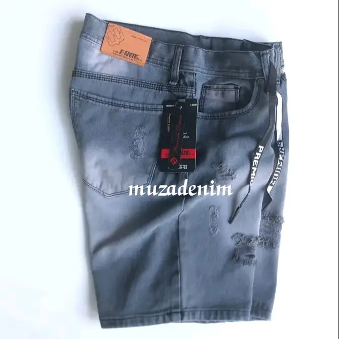 celana  jeans pendek pria denim sobek distro 28 sampe 44